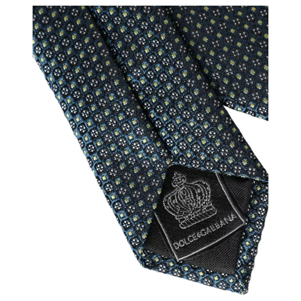 Dolce & Gabbana Green Patterned 100% Silk Adjustable Men Tie Dolce & Gabbana Dark Slate Gray