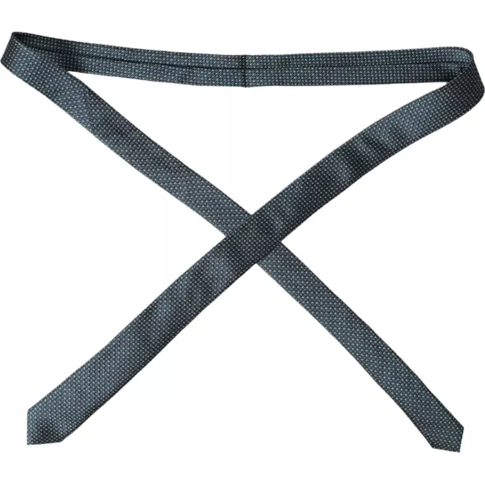 Dolce & Gabbana Green Patterned 100% Silk Adjustable Men Tie Dolce & Gabbana Dark Slate Gray