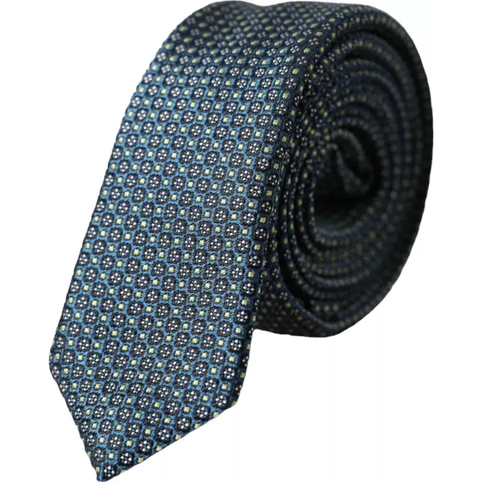 Dolce & Gabbana Green Patterned 100% Silk Adjustable Men Tie Dolce & Gabbana Dark Slate Gray