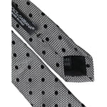 Dolce & Gabbana Black White Dot Fantasy Silk Adjustable Men Tie KRA3364