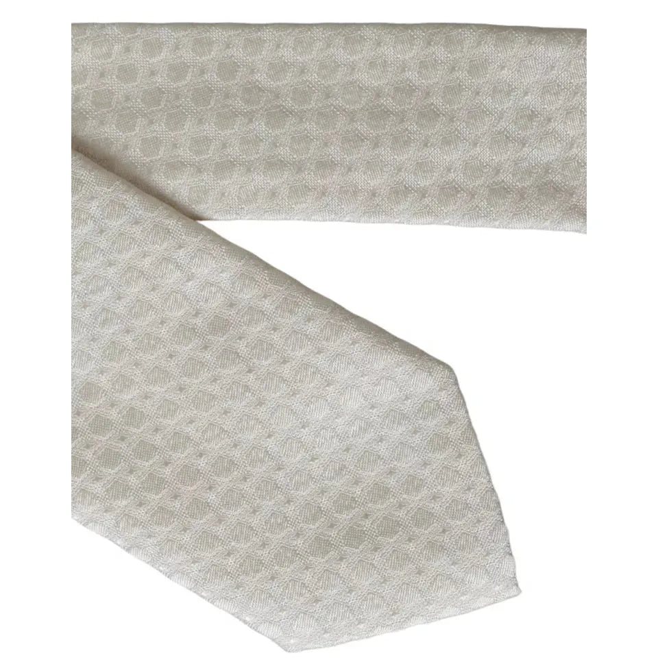 Dolce & Gabbana Off White Silk Adjustable Necktie Men Tie KRA3368