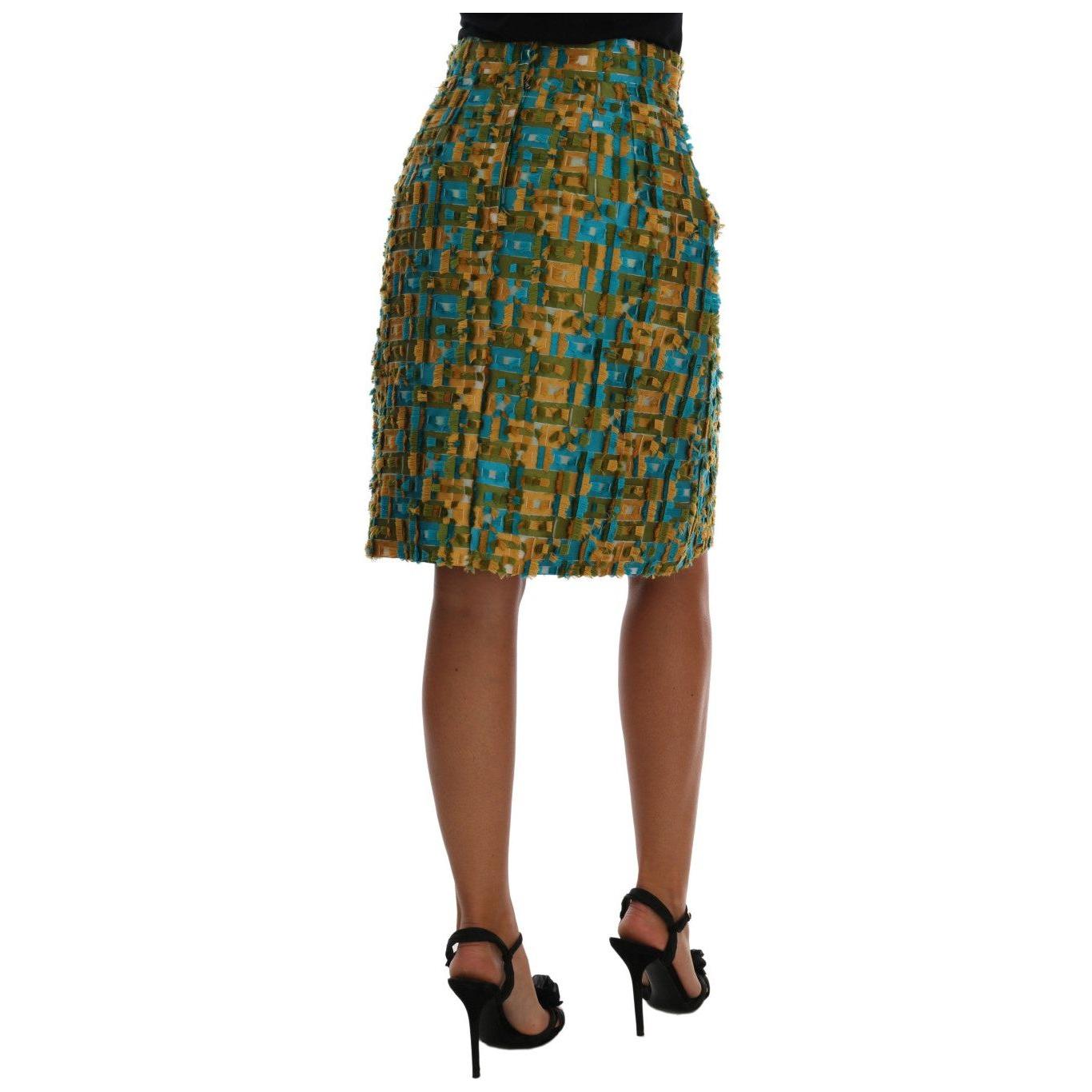 Dolce & Gabbana Elegant Green Jacquard High Waist Skirt Dolce & Gabbana Dark Olive Green