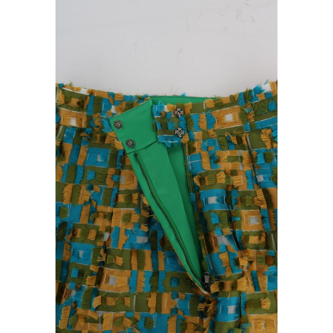 Dolce & Gabbana Elegant Green Jacquard High Waist Skirt Dolce & Gabbana Dark Slate Gray