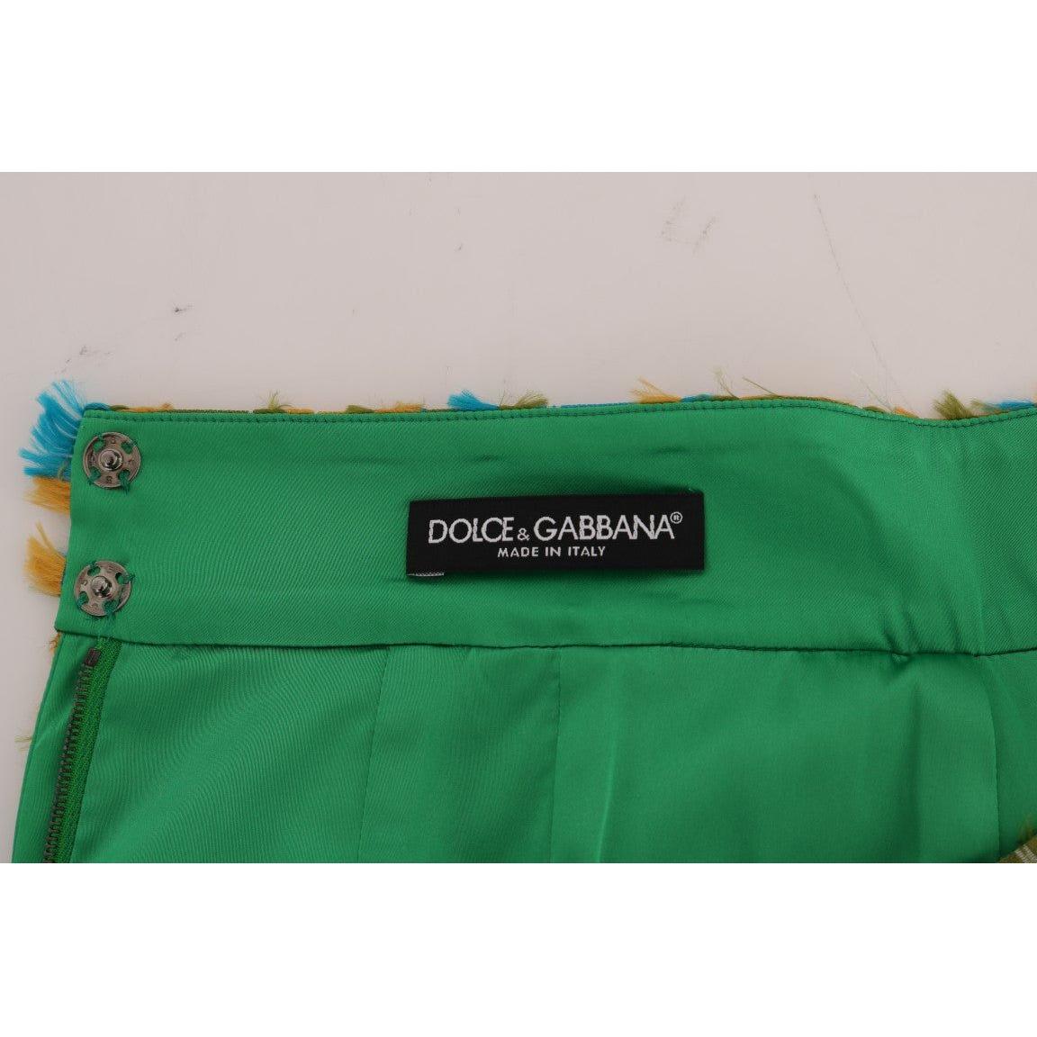 Dolce & Gabbana Elegant Green Jacquard High Waist Skirt Dolce & Gabbana Gray