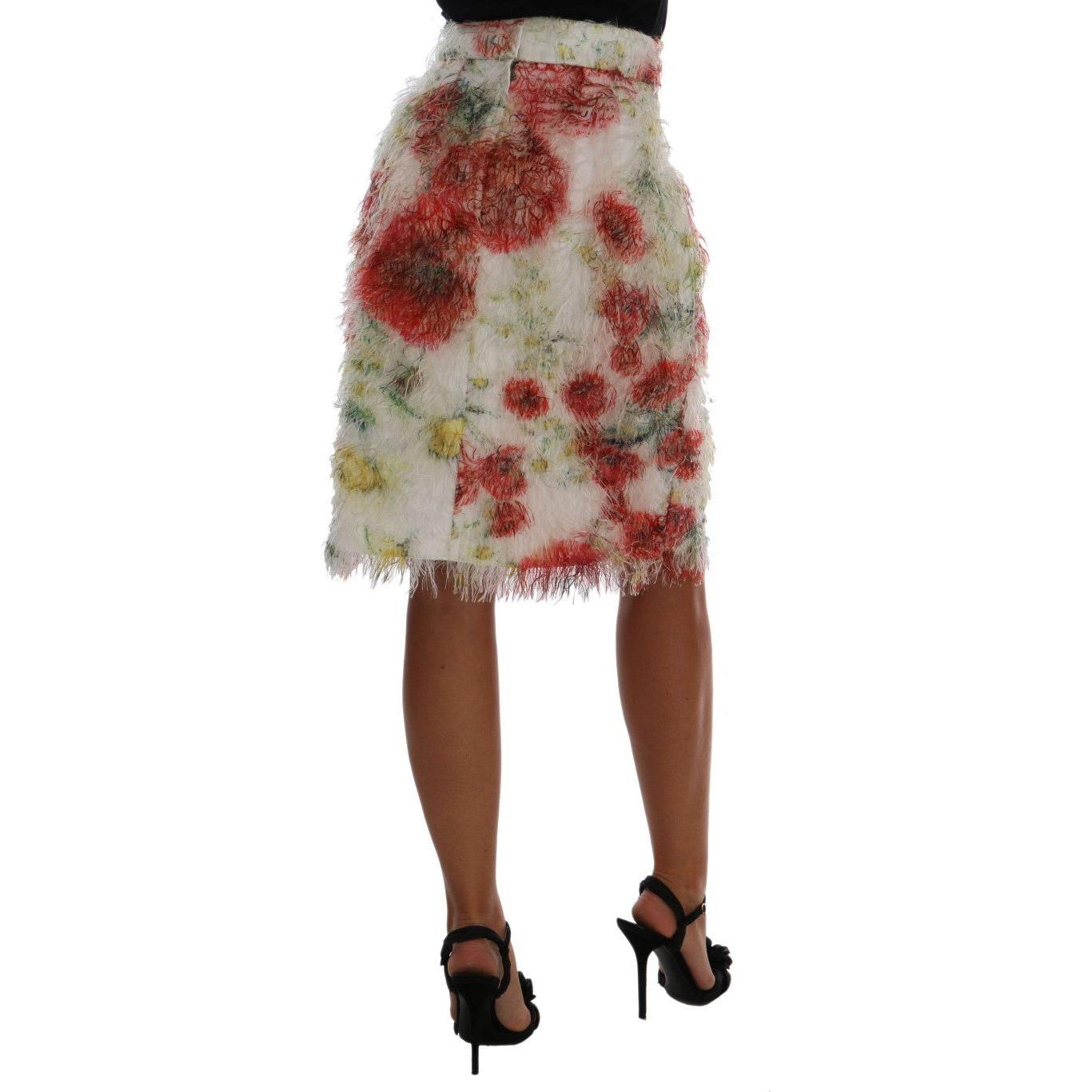 Dolce & Gabbana Elegant Floral High-Waist Pencil Skirt Dolce & Gabbana Dim Gray