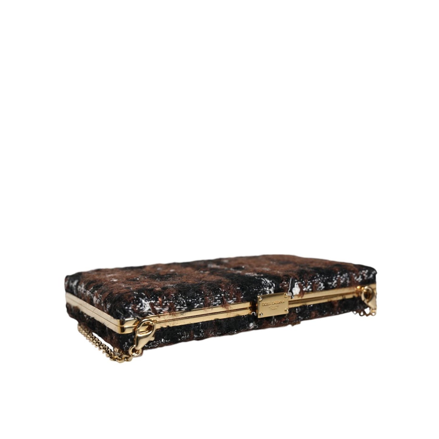 Dolce & Gabbana Multicolor Tweed Floral Clutch Evening Party Purse CrossBody Bag BAG1535