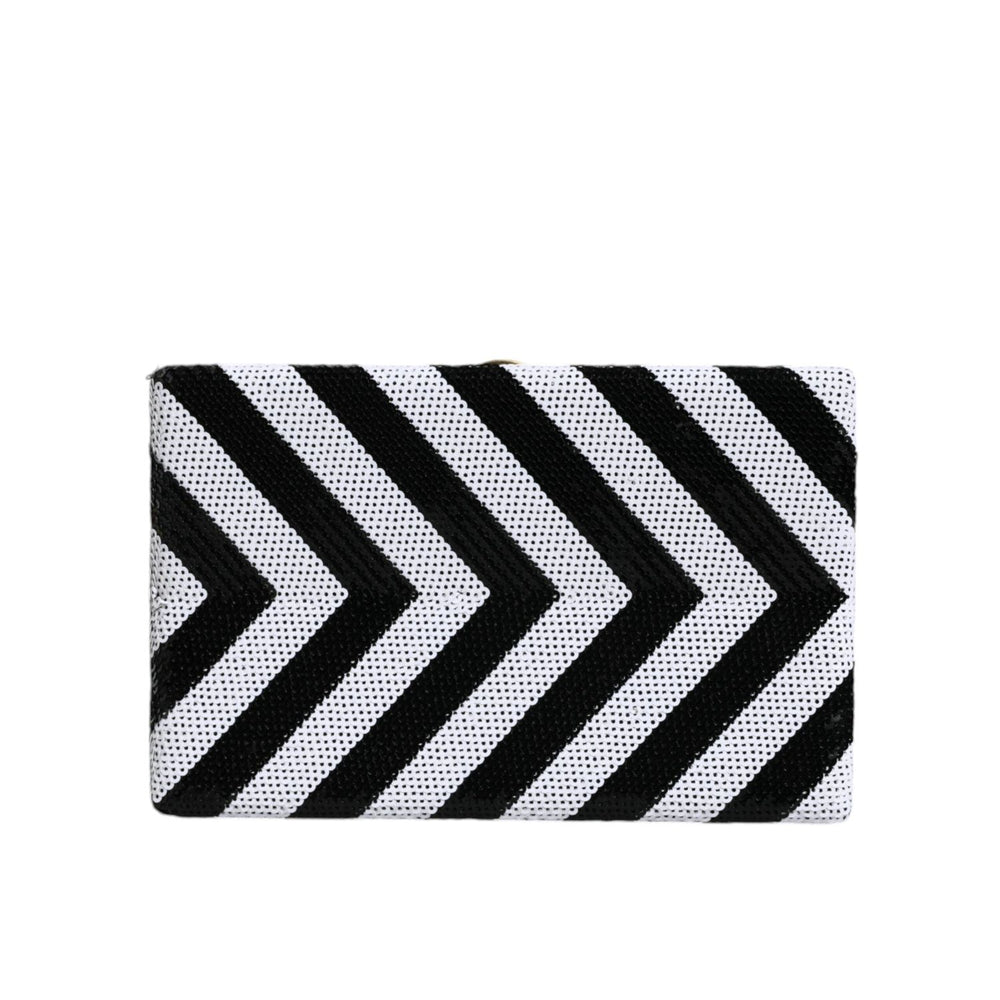 Dolce & Gabbana Black White Gold Frame Clutch Evening Party Purse Bag BAG1544
