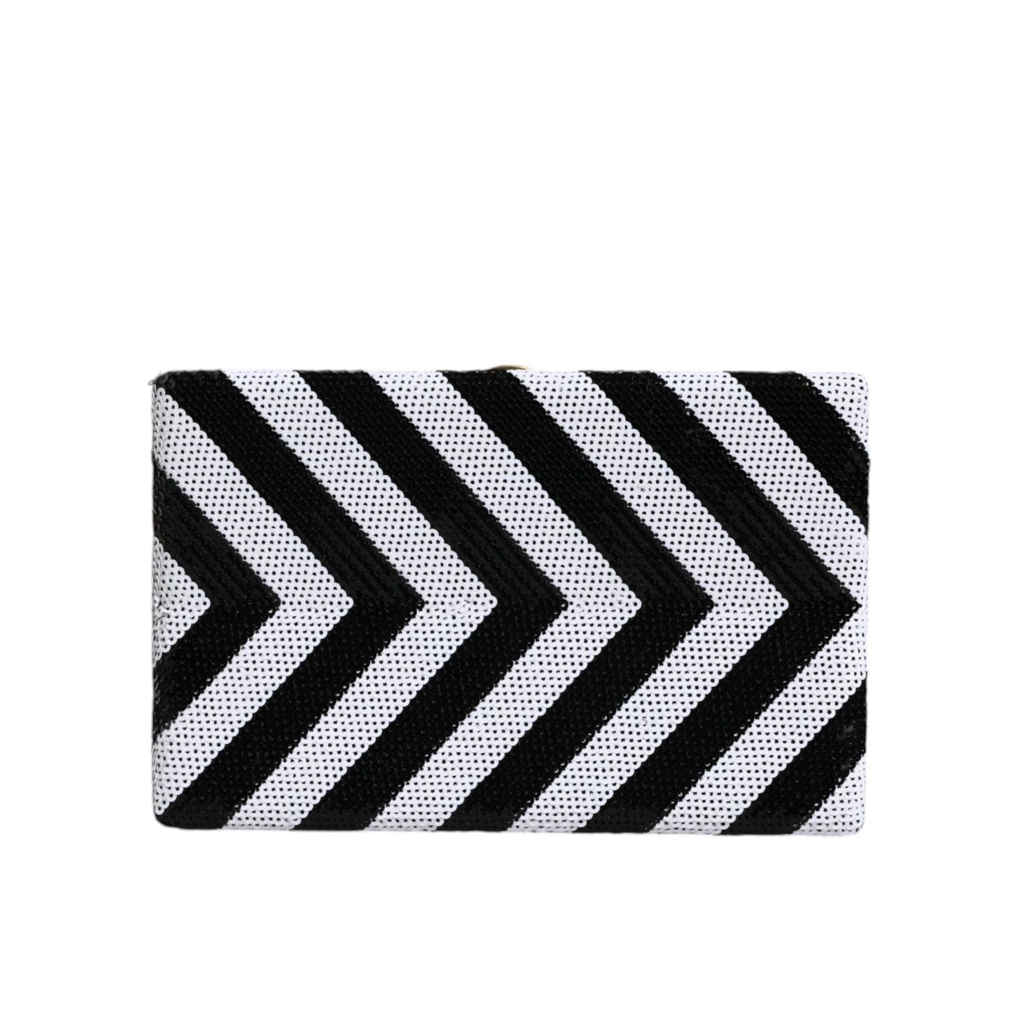 Dolce & Gabbana Black White Gold Frame Clutch Evening Party Purse Bag BAG1544