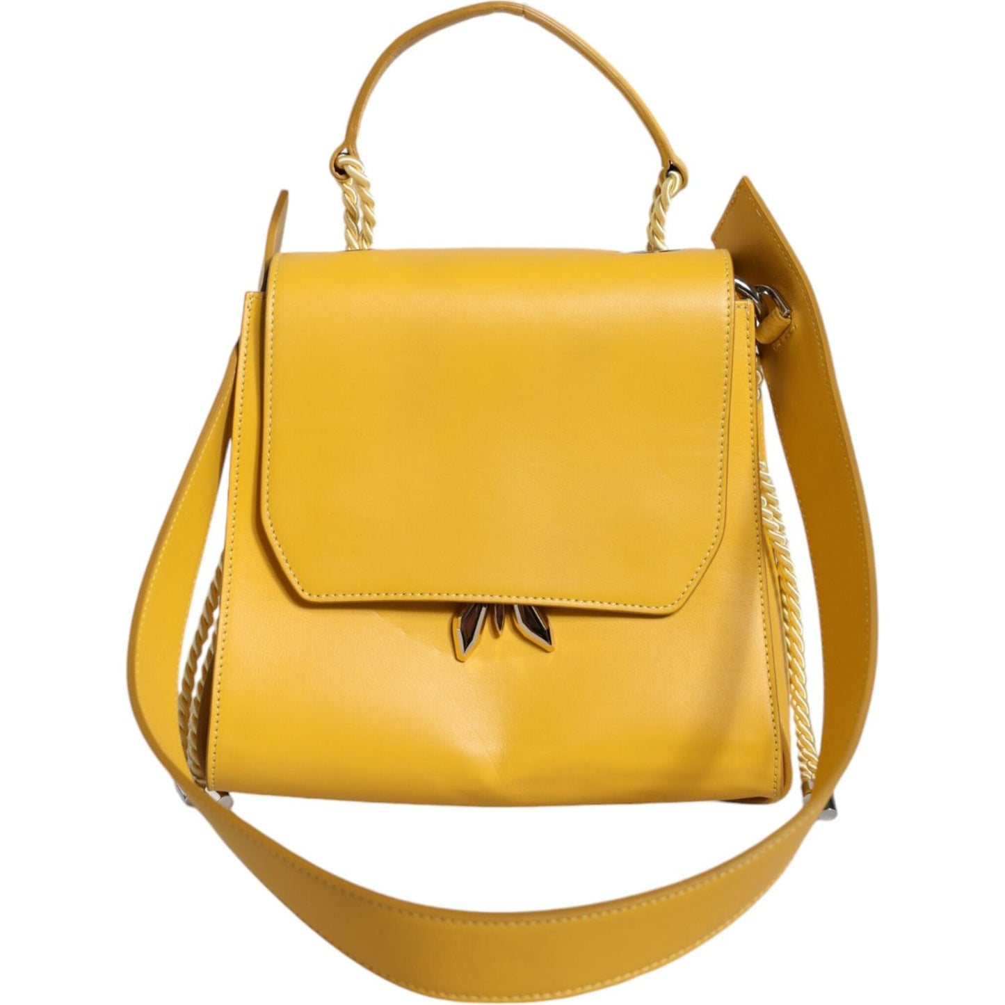 Patrizia Pepe Yellow Leather Shoulder Strap Top Handle Bag Patrizia Pepe Goldenrod