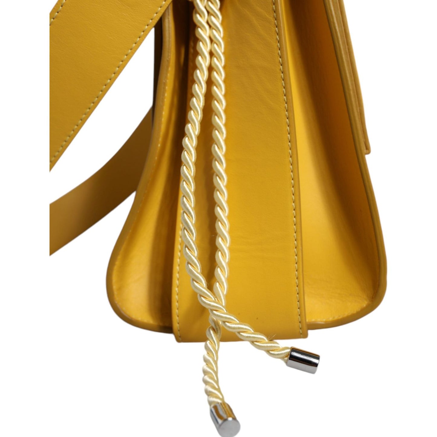Patrizia Pepe Yellow Leather Shoulder Strap Top Handle Bag Patrizia Pepe Dark Goldenrod