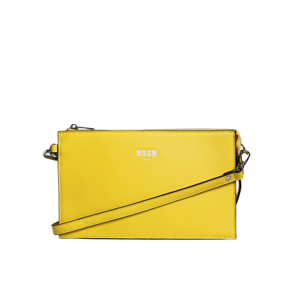 MSGM Yellow Leather Logo Crossbody Sling Shoulder Bag BAG1577