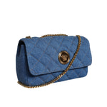 Versace Blue Quilted Denim Leather Crossbody Shoulder Bag BAG1601