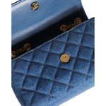 Versace Blue Quilted Denim Leather Crossbody Shoulder Bag BAG1601