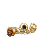 Dolce & Gabbana Gold Leather Floral Crystal Angel Headphones SMY10407