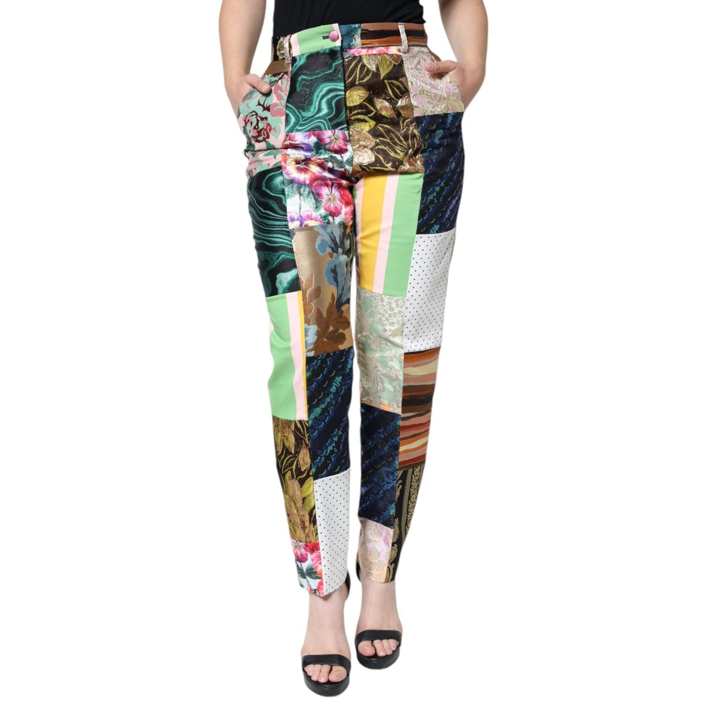 Dolce & Gabbana Multicolor Patchwork Jacquard High Waist Pants PAN74673-42