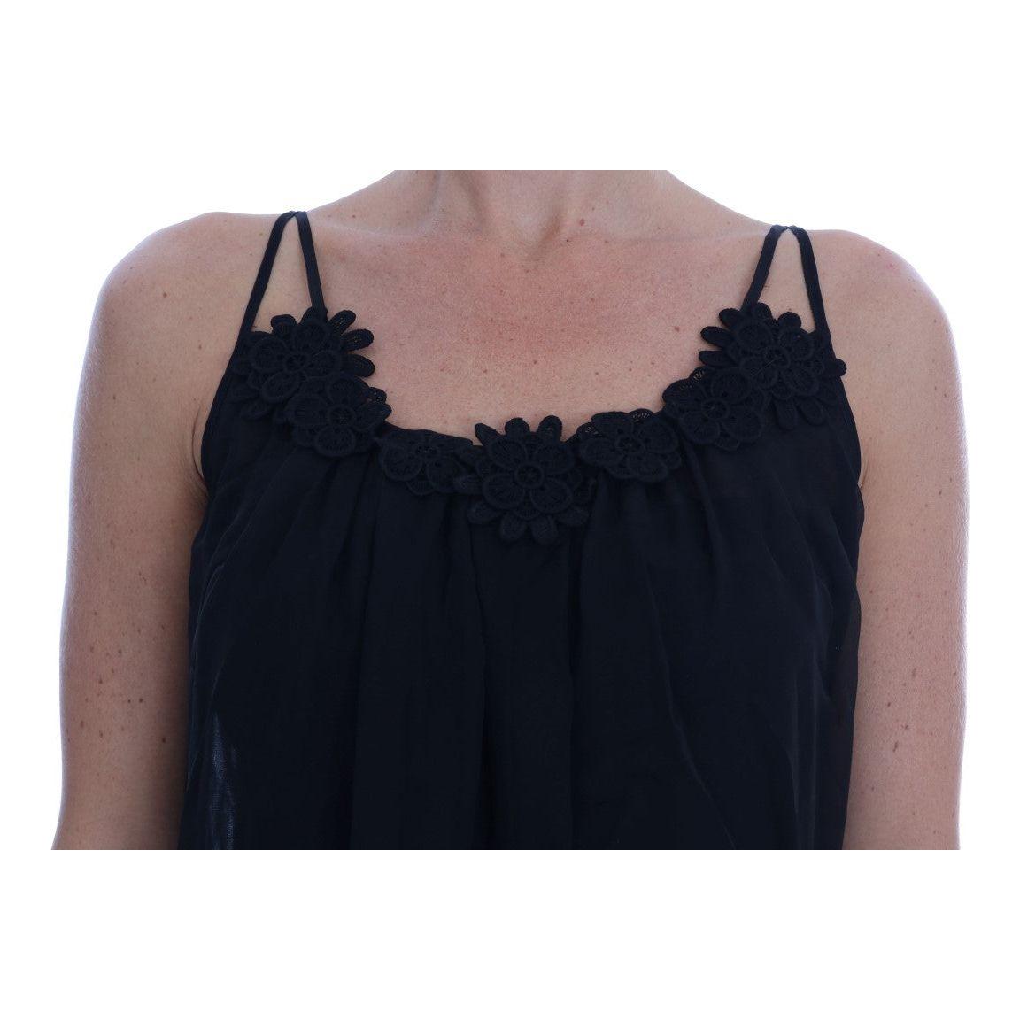 Dolce & Gabbana Elegant Black Silk Lace Chemise Dress Dolce & Gabbana Rosy Brown