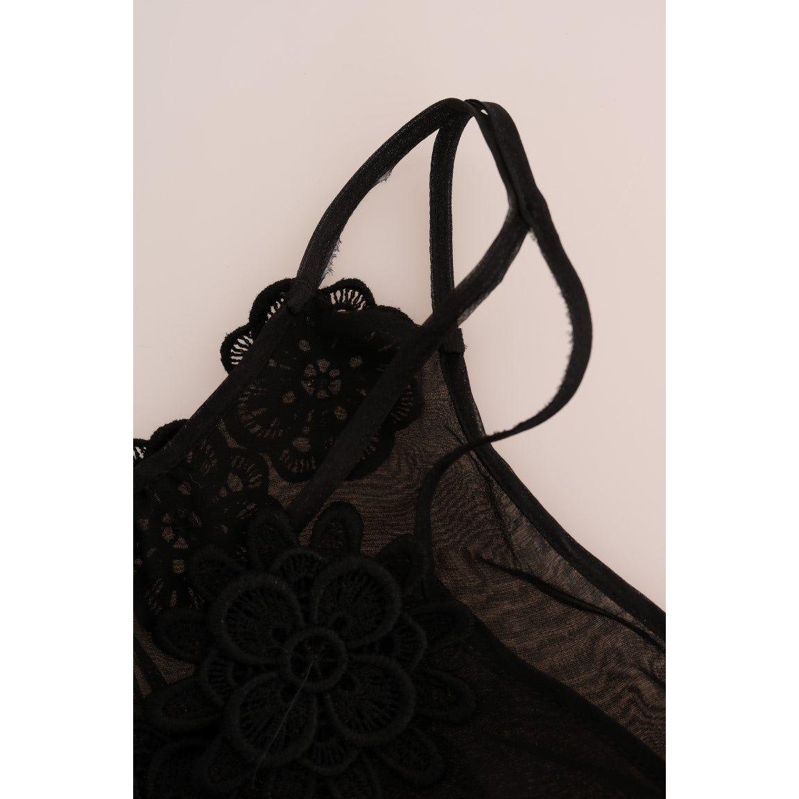 Dolce & Gabbana Elegant Black Silk Lace Chemise Dress Dolce & Gabbana Black