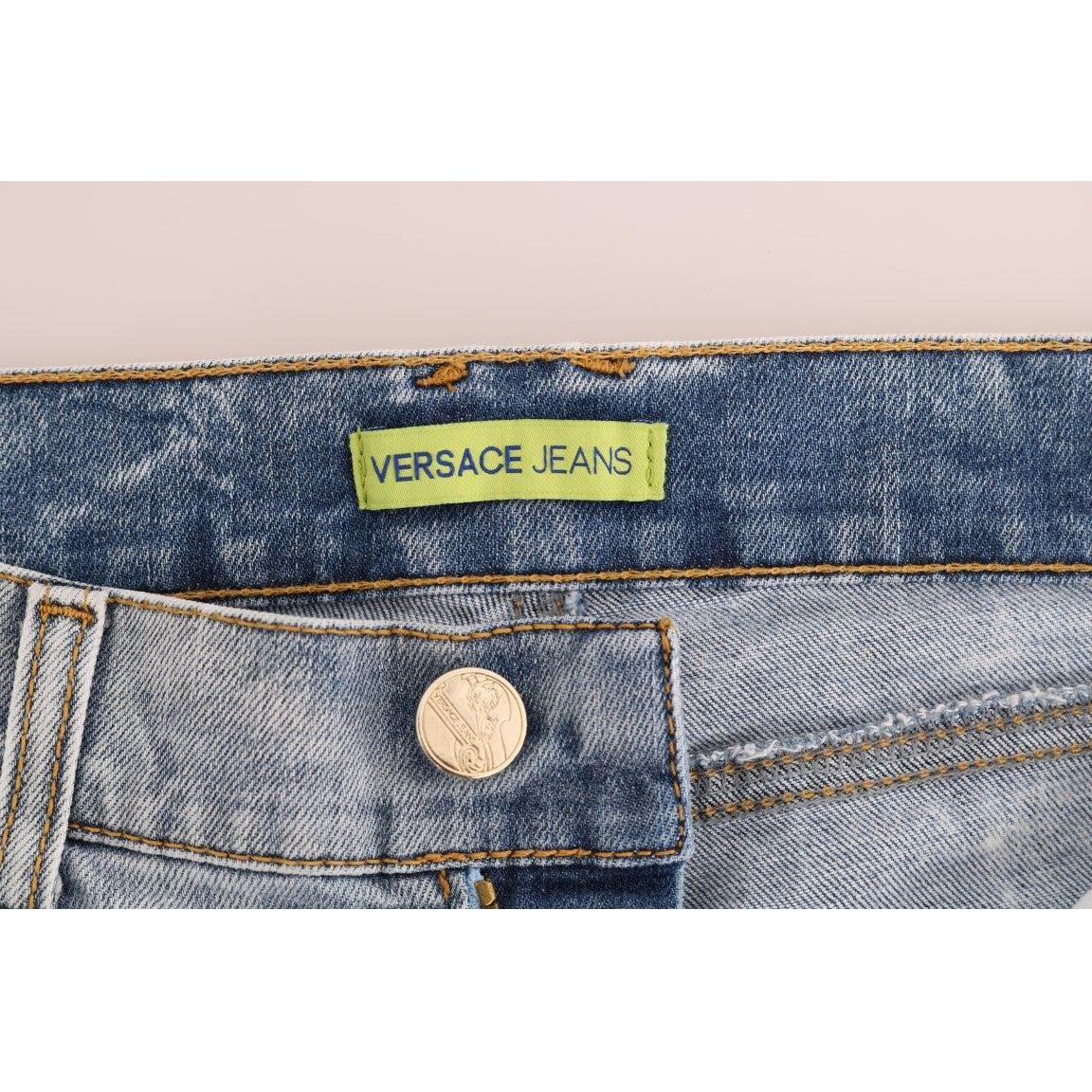 Versace Jeans Chic Light Blue Torn Slim Fit Jeans Versace Jeans Gray