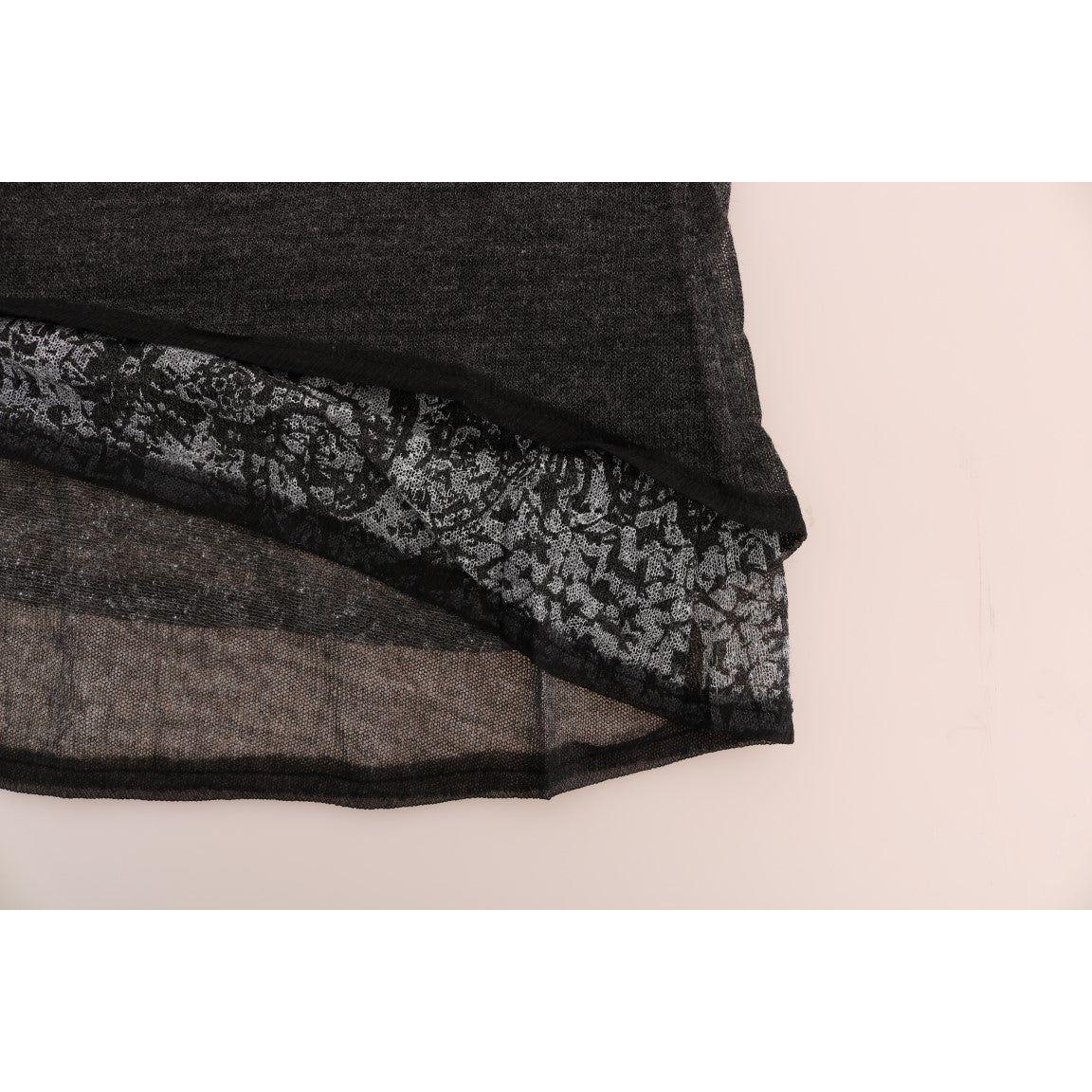 Ermanno Scervino Chic Gray Lace Sleeve Blouse Ermanno Scervino Dark Slate Gray