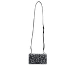 Dolce & Gabbana Black Gray Leopard Leather Bifold Card Slot Crossbody Bag BAG4120