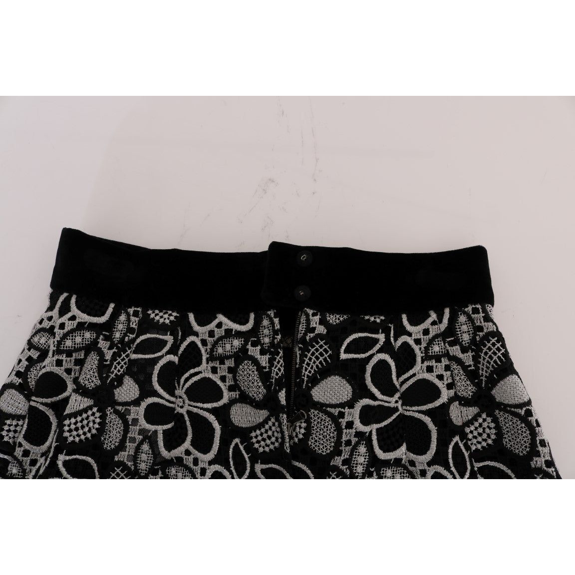Dolce & Gabbana Elegant Lace Mini Skirt with Crystal Details Dolce & Gabbana Black