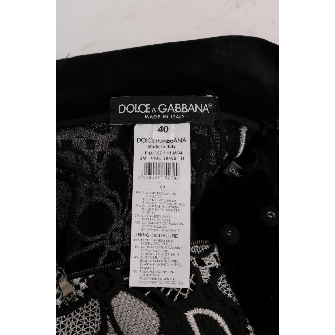 Dolce & Gabbana Elegant Lace Mini Skirt with Crystal Details Dolce & Gabbana Black