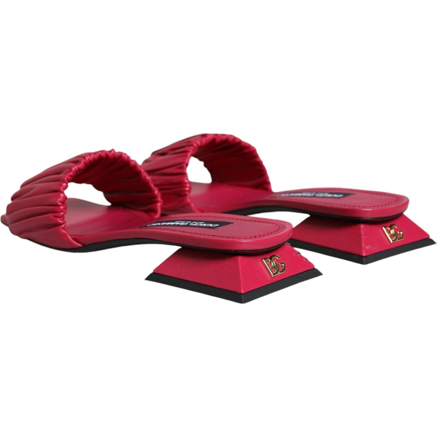 Dolce & Gabbana Fuchsia Leather Slides Flats Sandals Shoes Dolce & Gabbana Brown