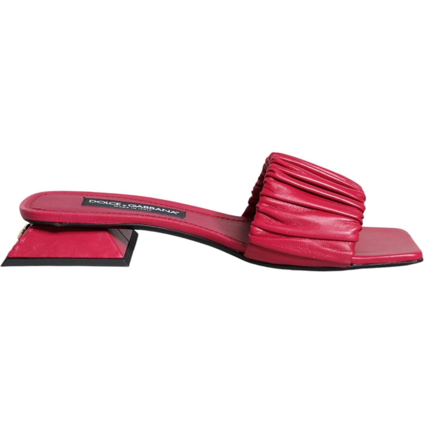 Dolce & Gabbana Fuchsia Leather Slides Flats Sandals Shoes Dolce & Gabbana Maroon