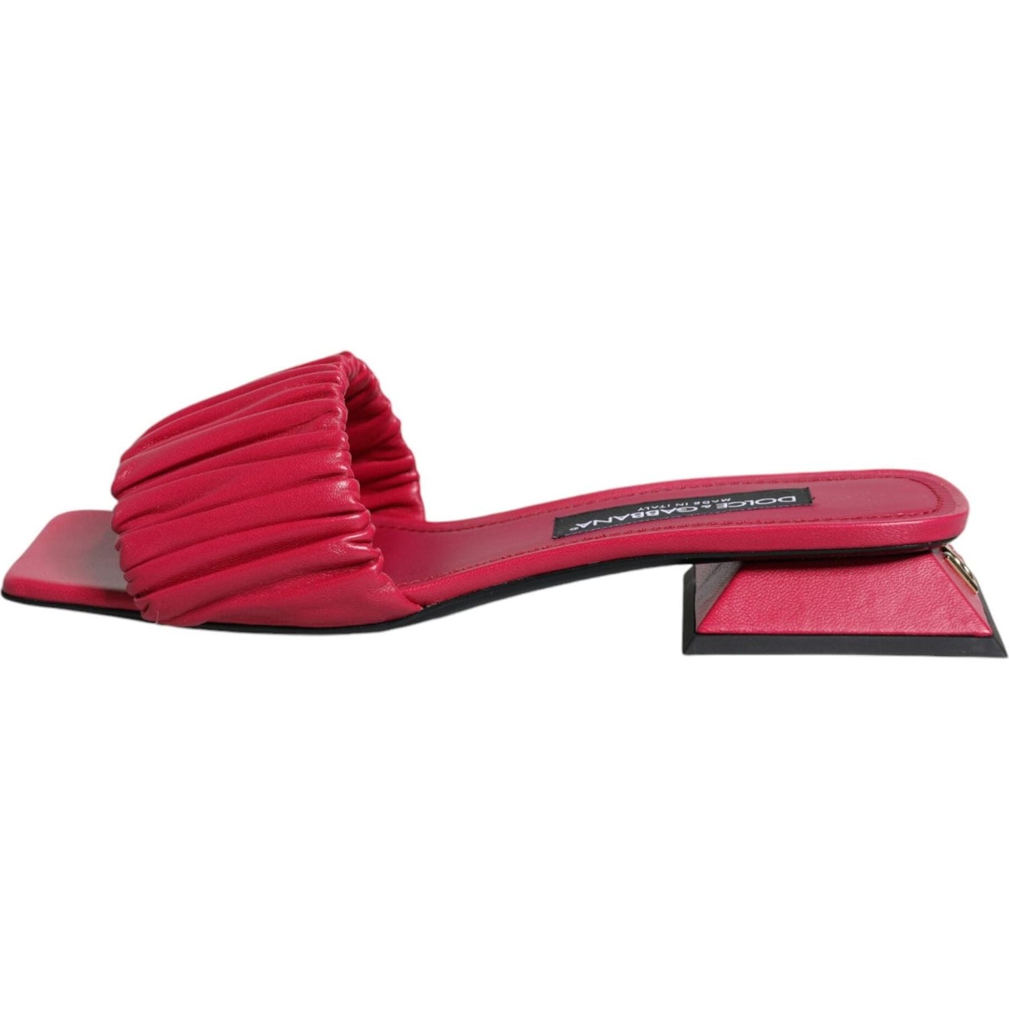 Dolce & Gabbana Fuchsia Leather Slides Flats Sandals Shoes Dolce & Gabbana Maroon