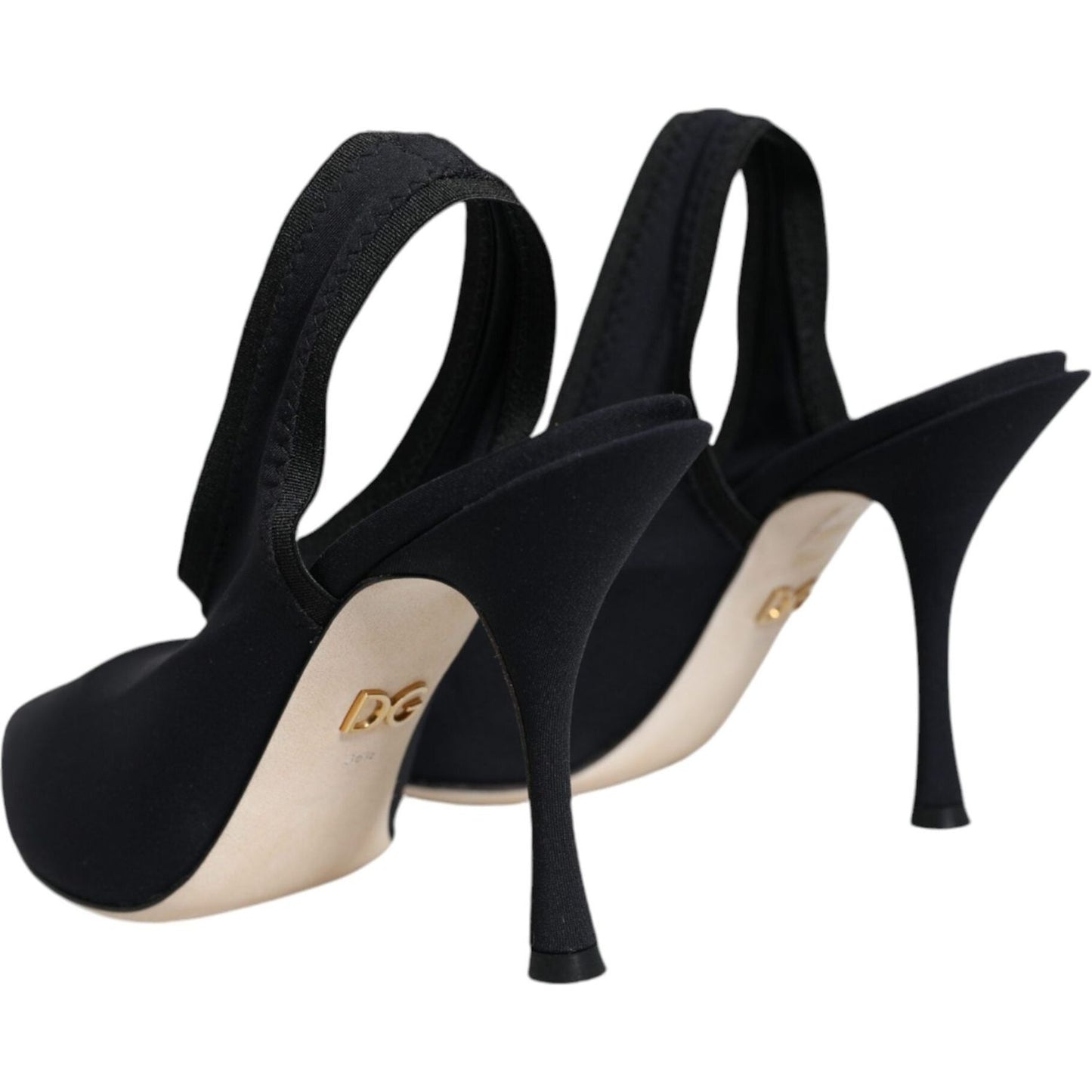 Dolce & Gabbana Black Jersey Stretch Heels Slingback Shoes LA8516-36.5