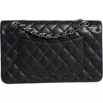 Chanel Black Caviar Medium Classic Double Flap Shoulder Quilted Silver Bag cha187