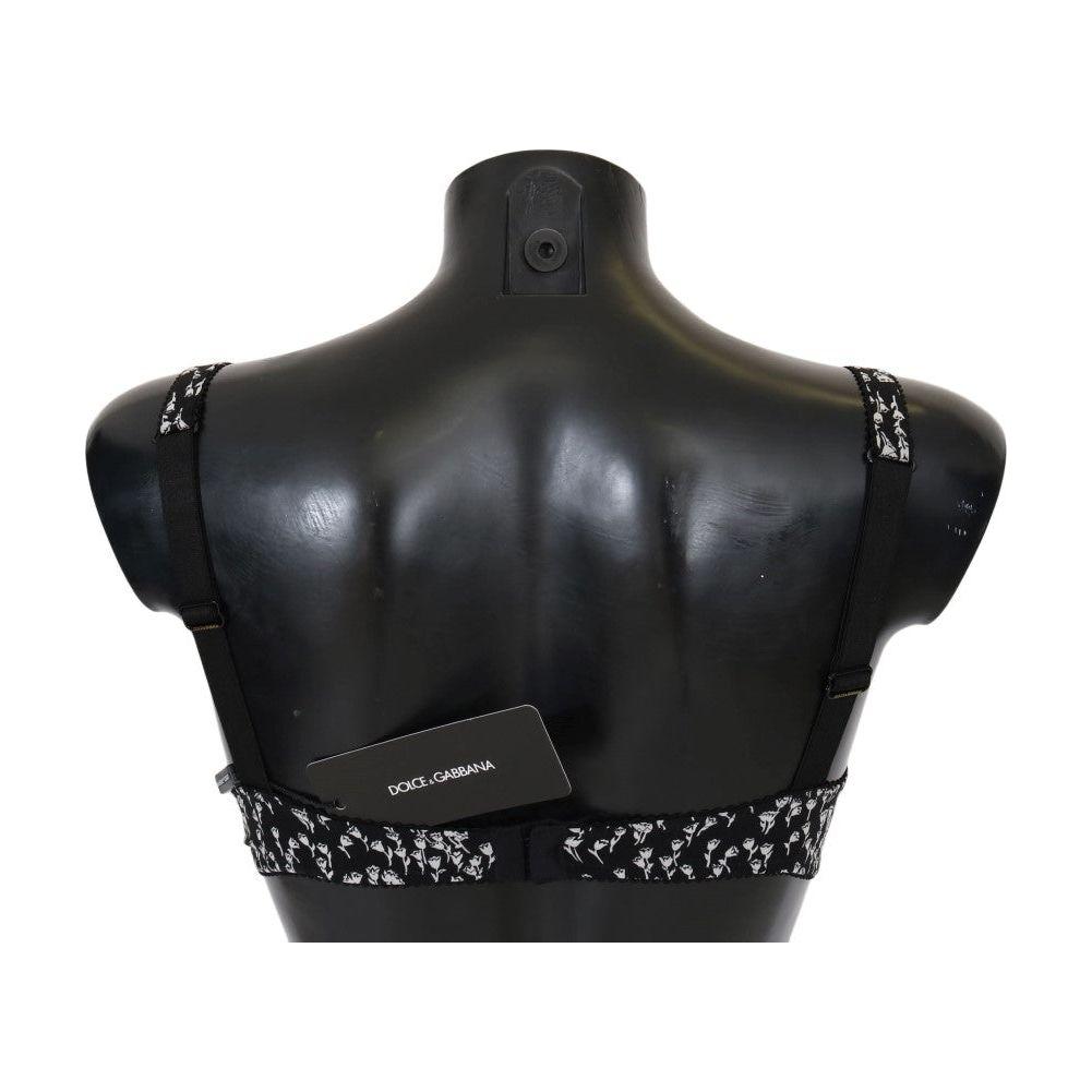 Dolce & Gabbana Elegant Black Floral Lace Silk Bra Dolce & Gabbana Dark Slate Gray