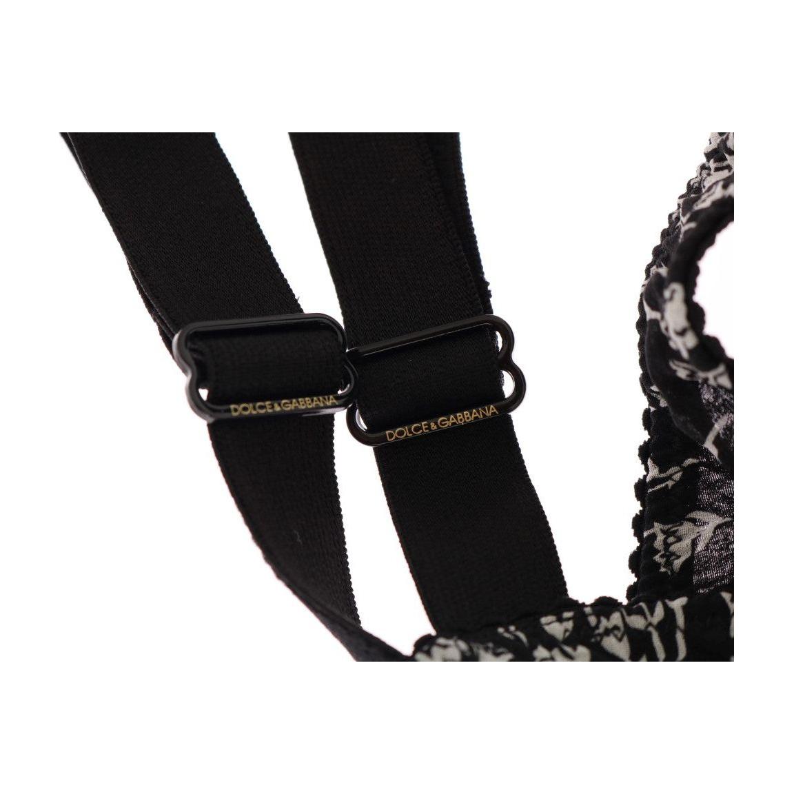 Dolce & Gabbana Elegant Black Floral Lace Silk Bra Dolce & Gabbana Black