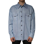 Dolce & Gabbana Light Blue Cotton Button Down Casual Shirt TSH7926-39