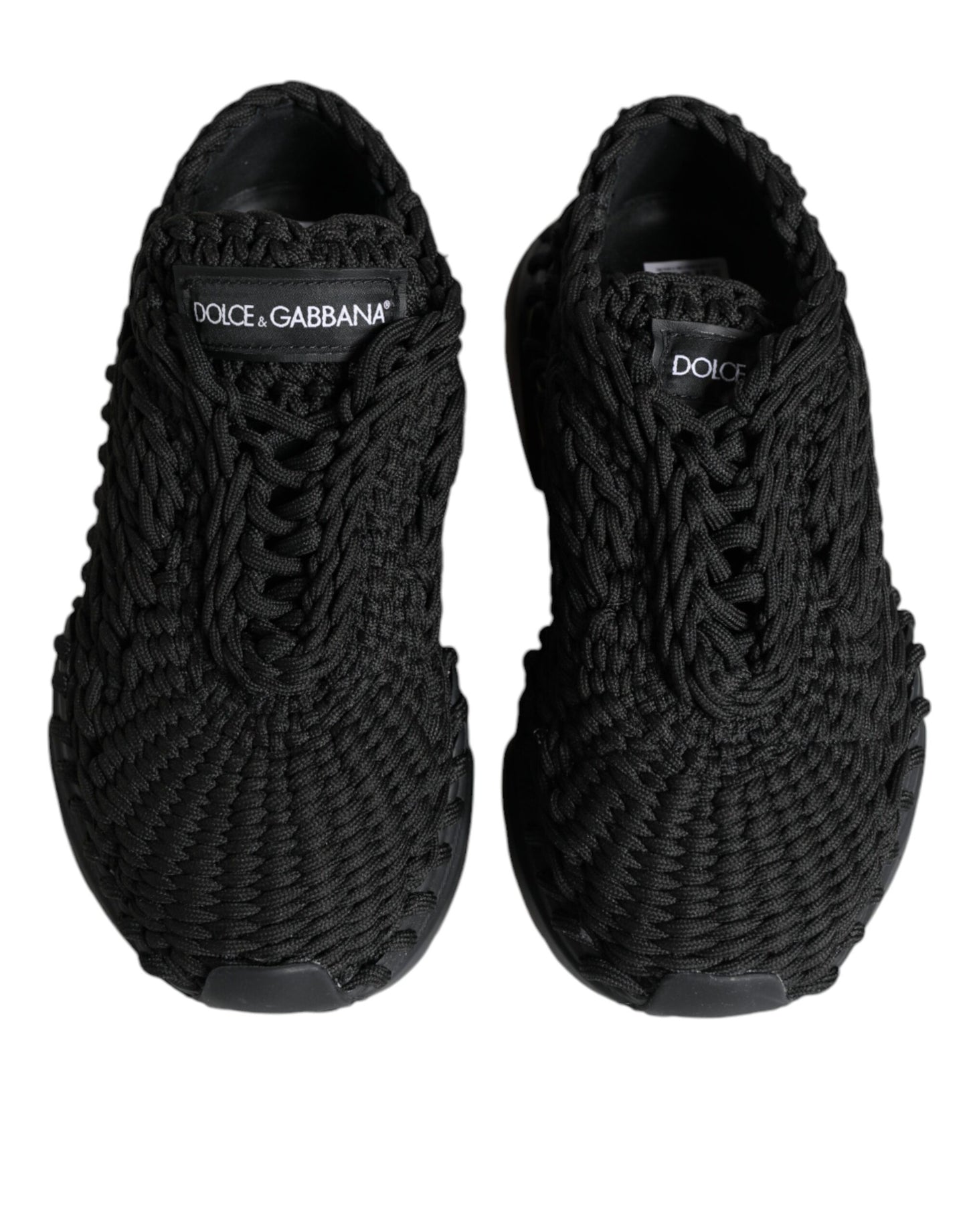 Dolce & Gabbana Black Knitted Daymaster Sneakers Shoes Dolce & Gabbana Black