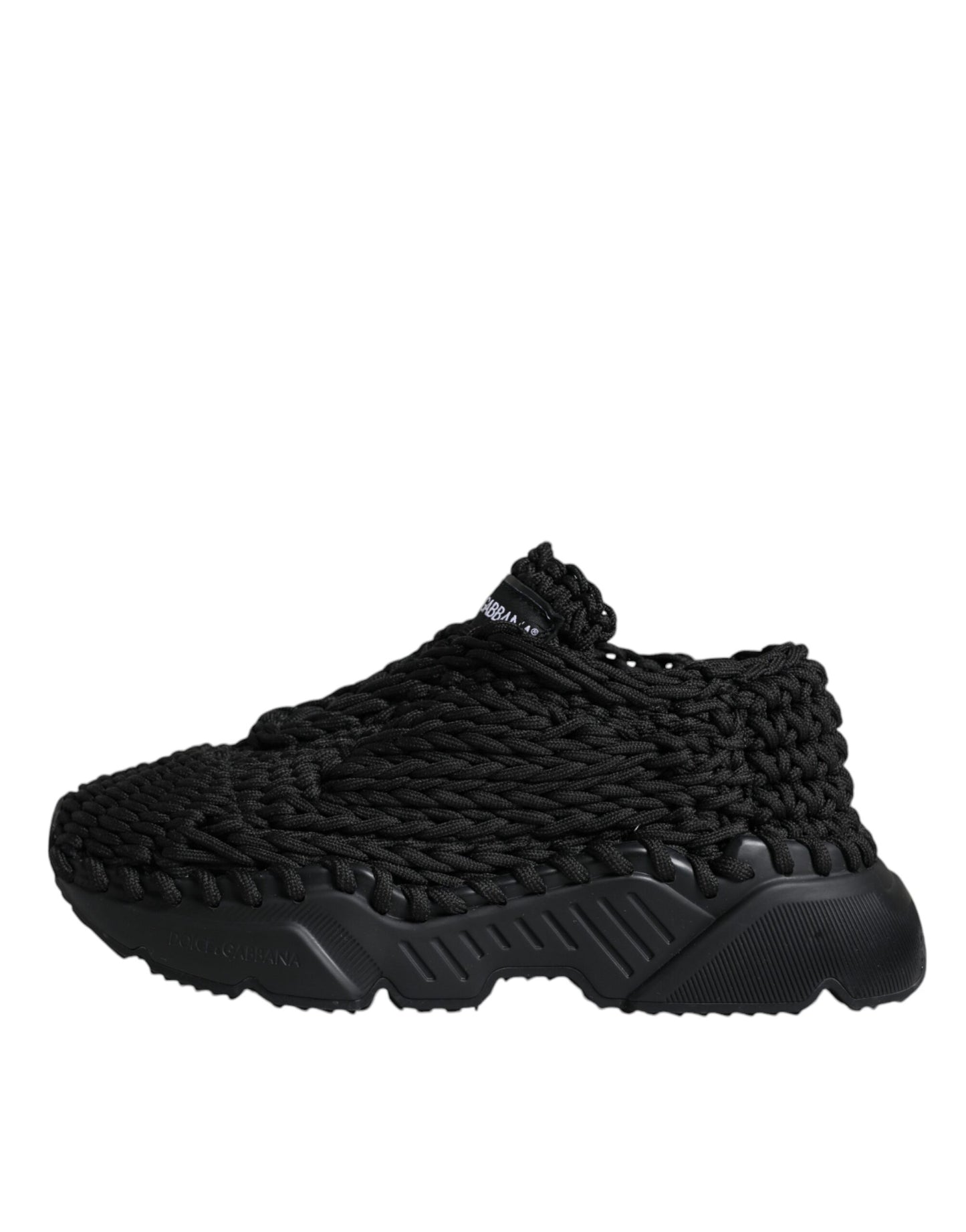 Dolce & Gabbana Black Knitted Daymaster Sneakers Shoes Dolce & Gabbana Black