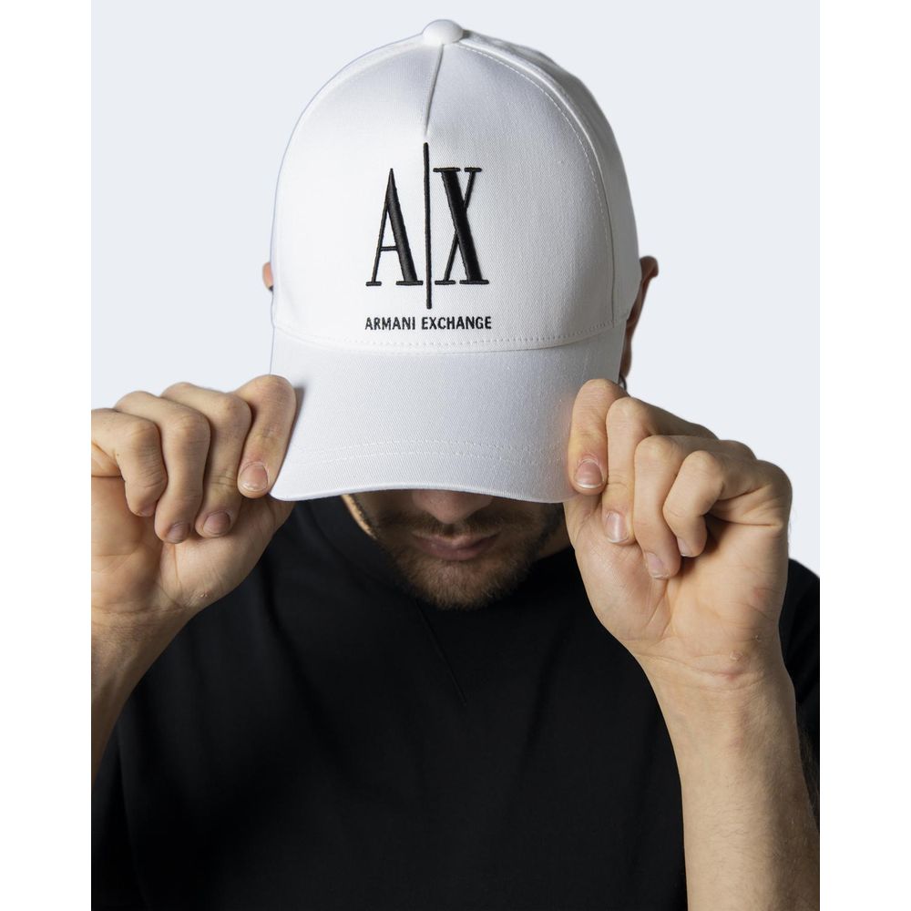 Armani Exchange White Cotton Hats & Cap Armani Exchange Light Gray