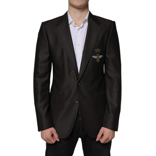 Dolce & Gabbana Blazer Brown Green Bee Wool Jacket Coat