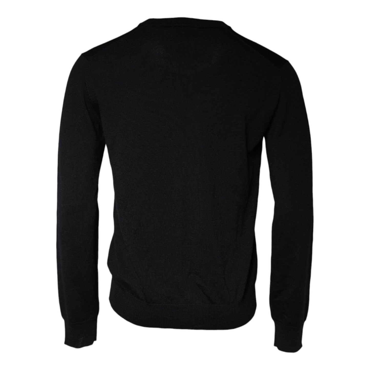 Dolce & Gabbana Black Wool Knit Crew Neck Pullover Sweater
