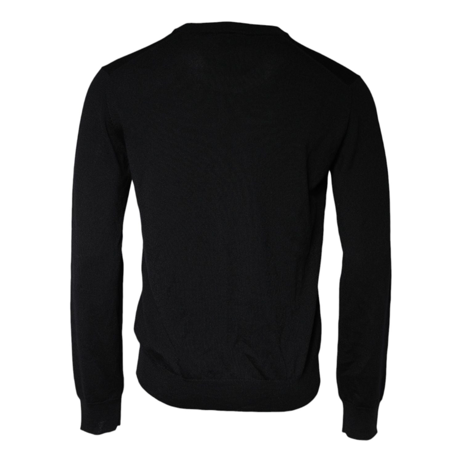 Dolce & Gabbana Black Wool Knit Crew Neck Pullover Sweater