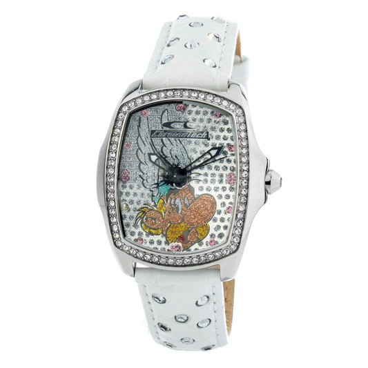 Chronotech White Leather Dress Watch