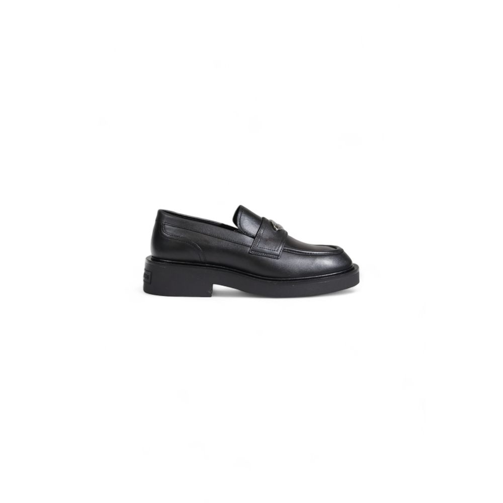 Tommy Hilfiger Black Leather Flat Shoe Tommy Hilfiger Dark Slate Gray