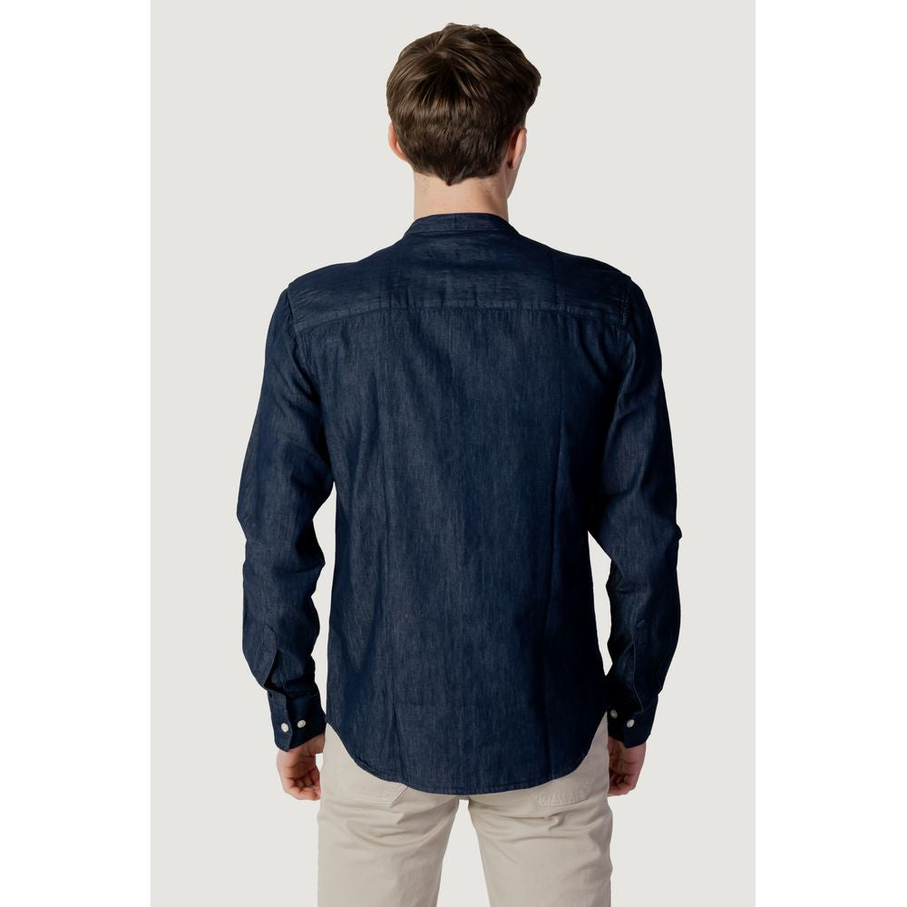 Peuterey Blue Cotton Shirt Peuterey Light Gray