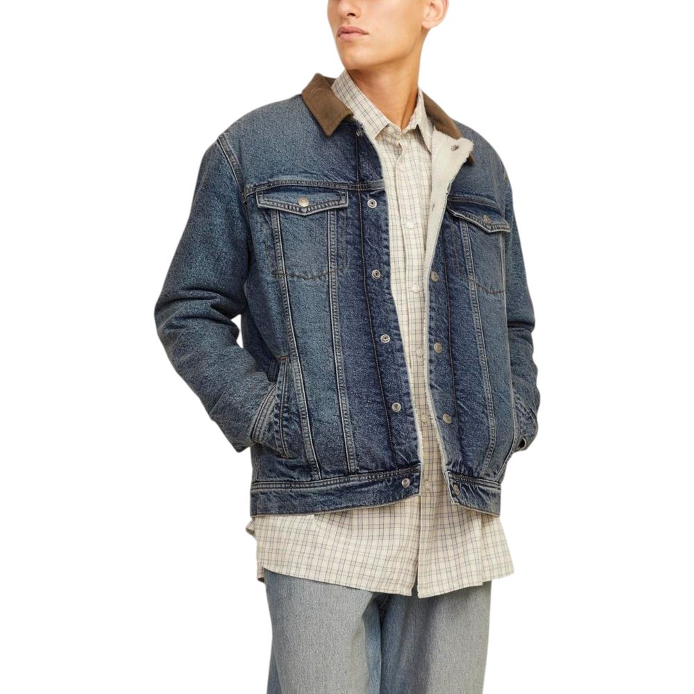 Jack Jones Blue Cotton Jacket Jack Jones Dark Slate Gray