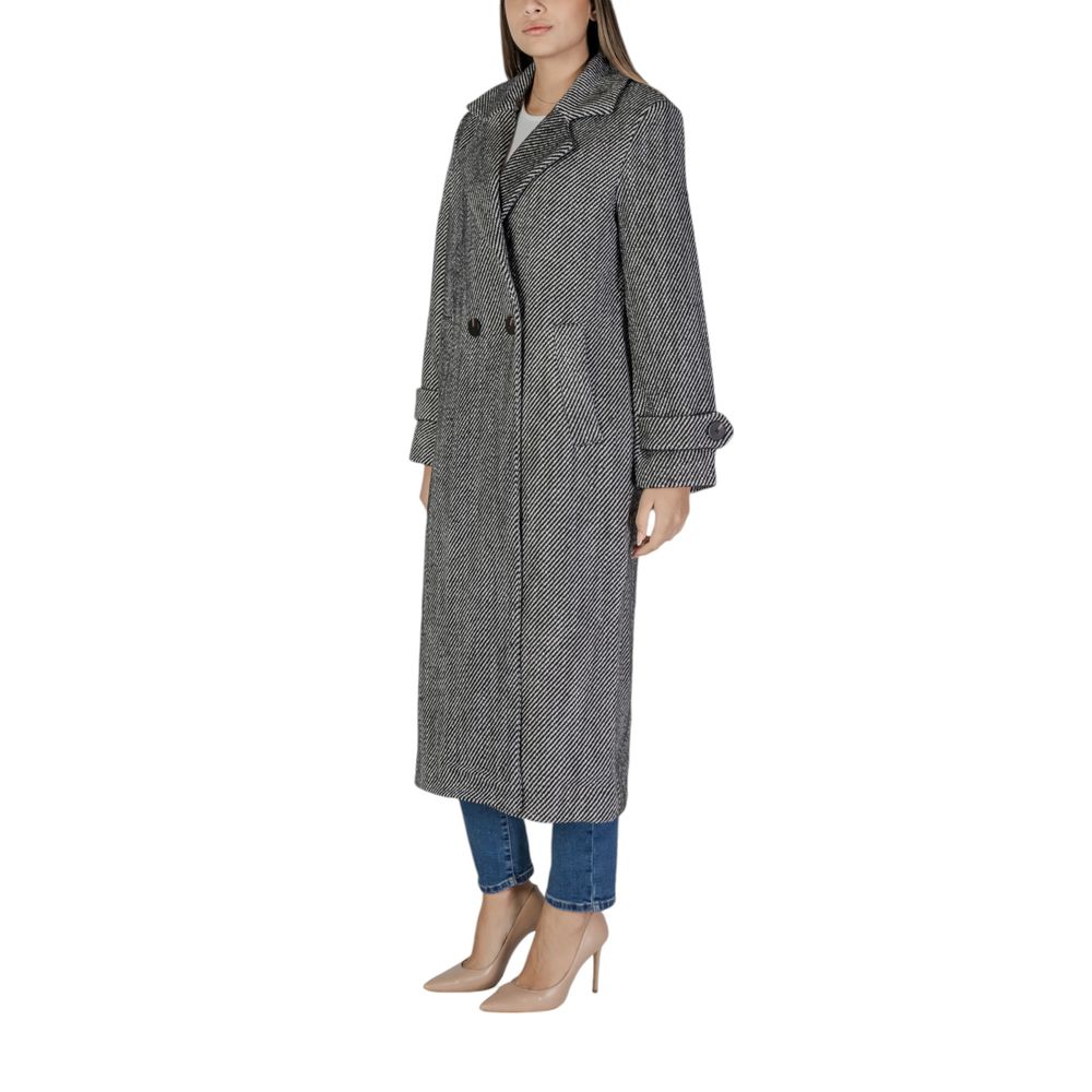 Vila Clothes Black Polyester Jackets & Coat Vila Clothes Dark Slate Gray