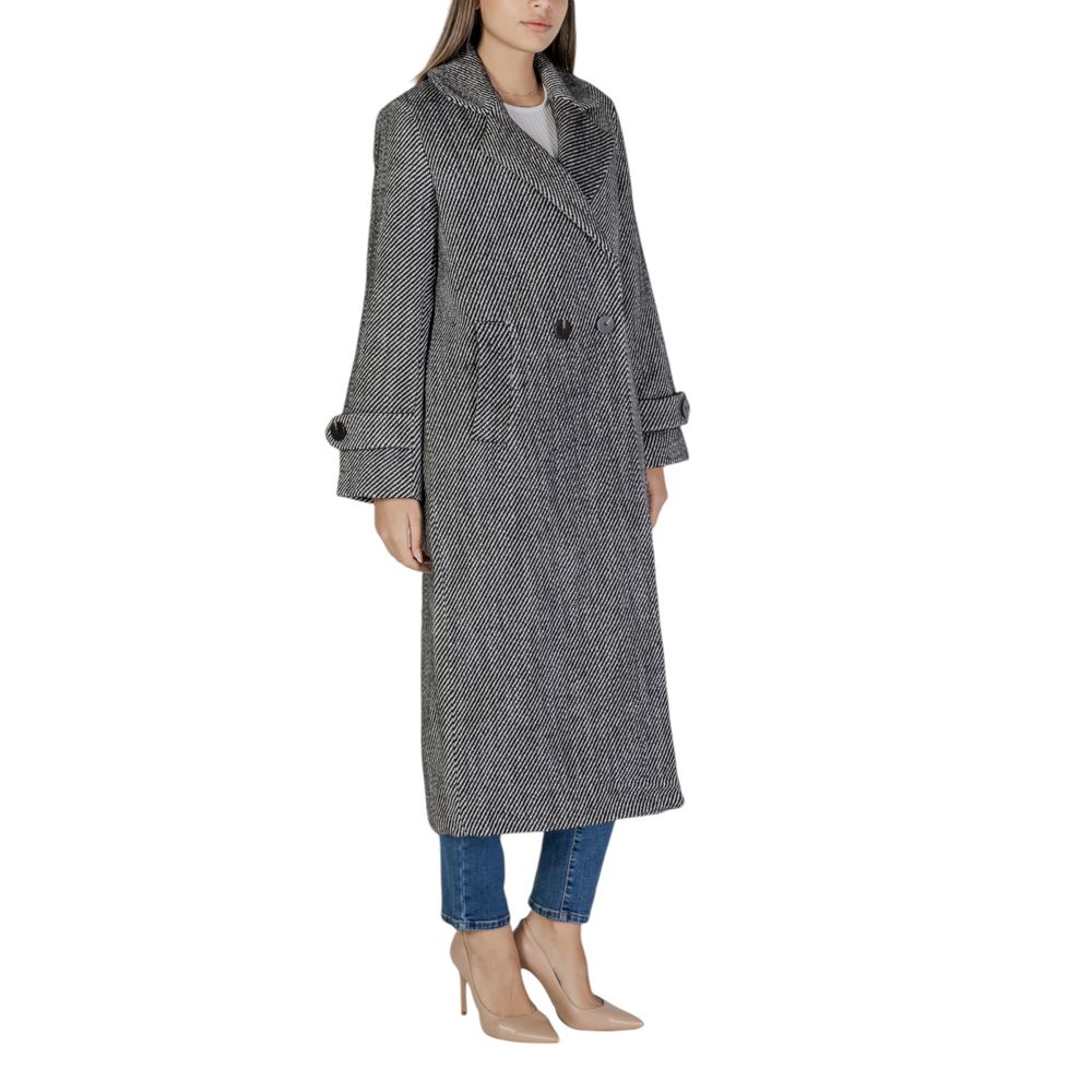 Vila Clothes Black Polyester Jackets & Coat Vila Clothes Dark Slate Gray
