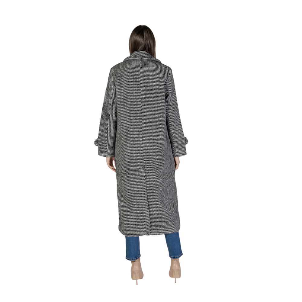 Vila Clothes Black Polyester Jackets & Coat Vila Clothes Dim Gray