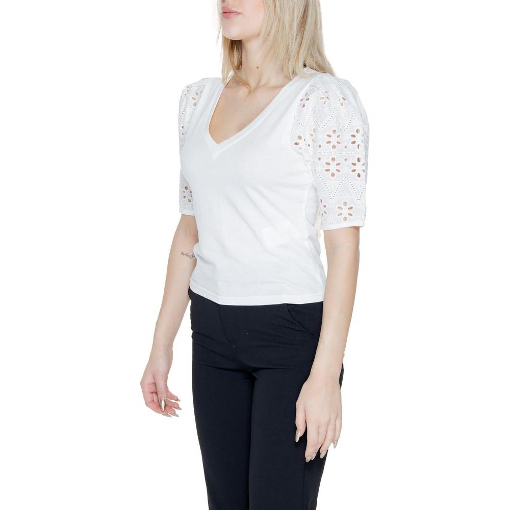 Morgan De Toi White Cotton Tops & T-Shirt Morgan De Toi Black