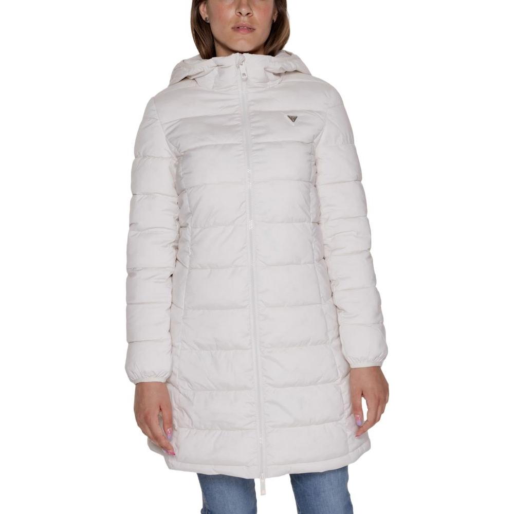 Guess Active White Polyester Jackets & Coat Guess Active Light Gray
