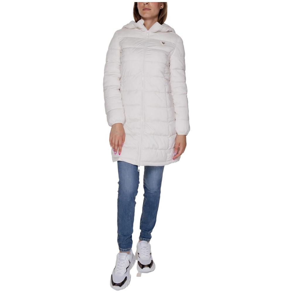 Guess Active White Polyester Jackets & Coat Guess Active Light Gray